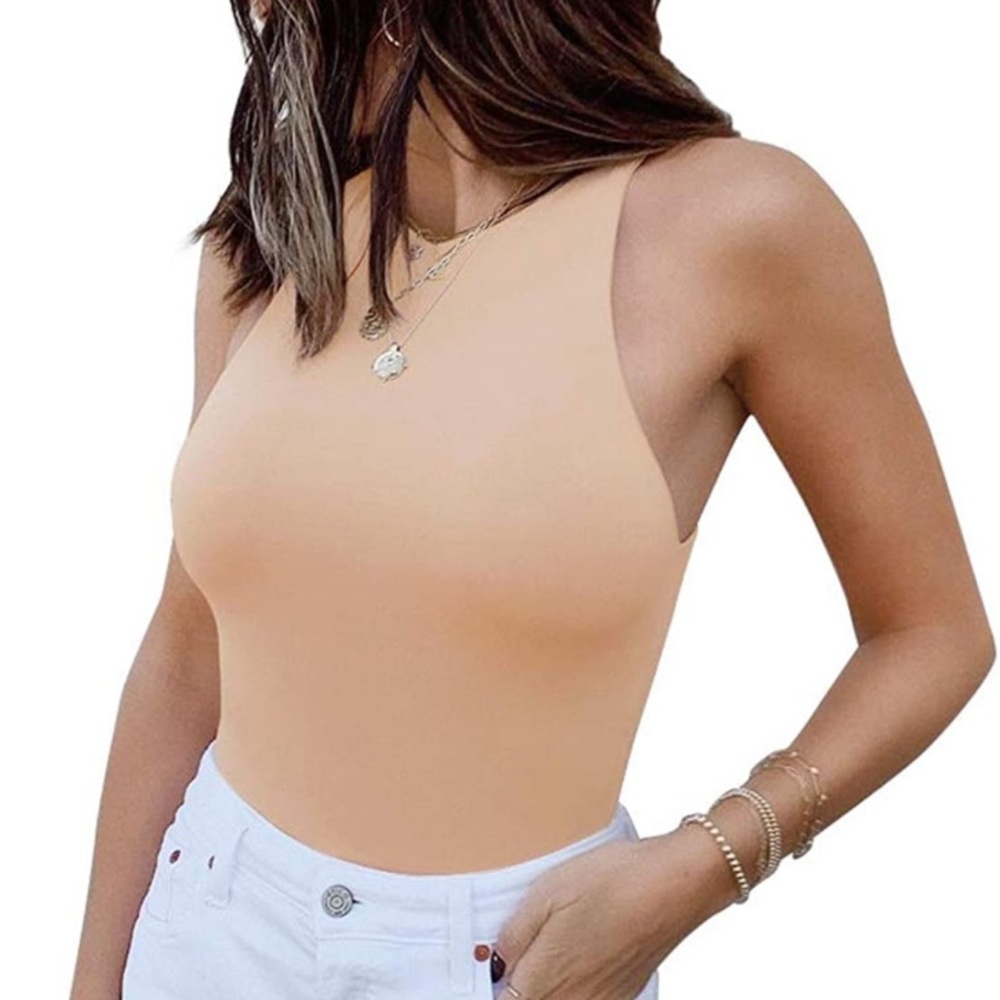 Sleeveless racer back halter neck bodysuit